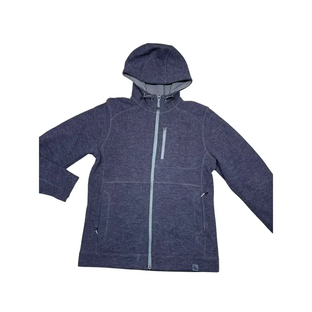 L.L.Bean Purple Gray Wool Tek Full-Zip Fleece Lined Hooded Jacket Men's Small